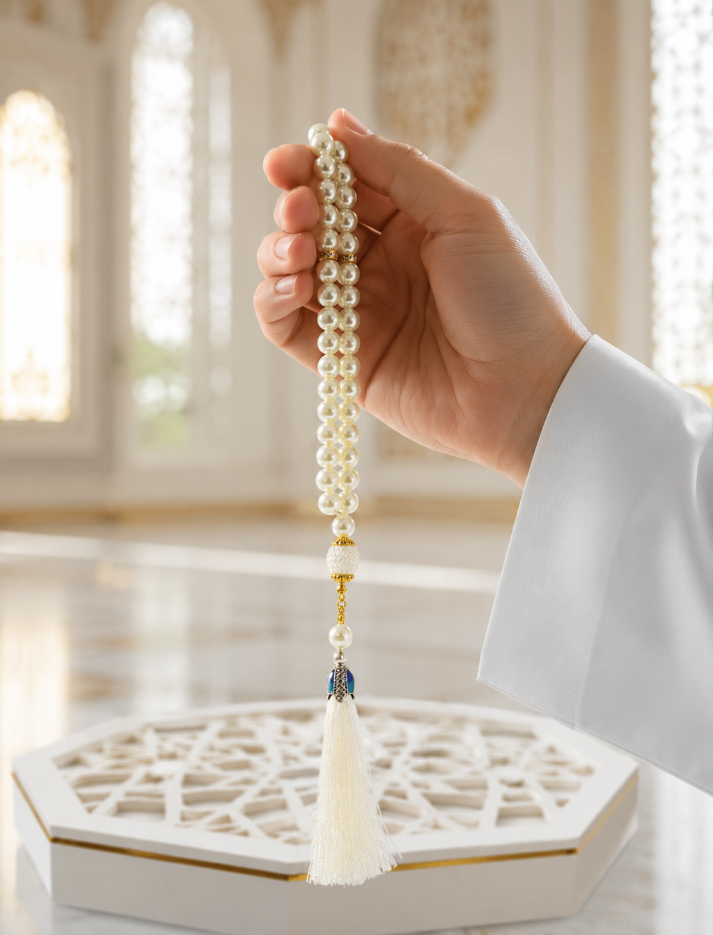 Tasbih Jawhara 33 Butir Mutiara Putih Premium