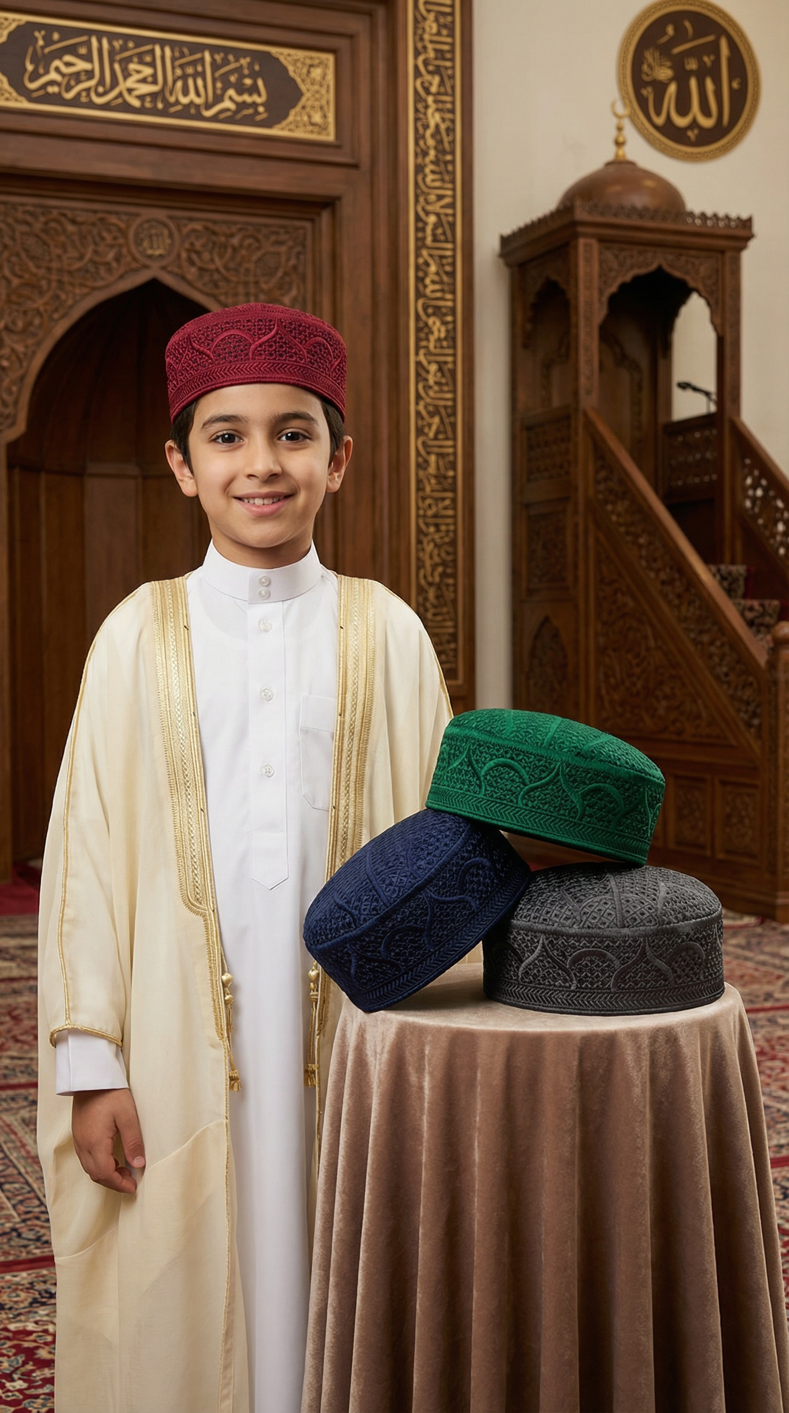 Peci Haji Almughits Polos Anak Warna