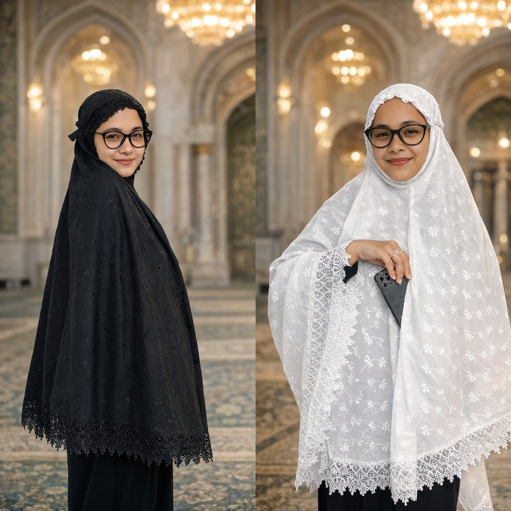 Bergo Katun Kantong Jumbo Putih