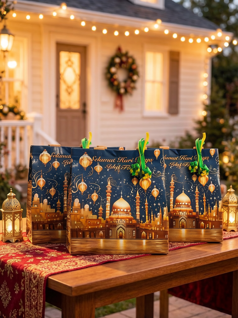 Tas Hampers Motif Warna Biru Kuning Glosy (23x28.5)