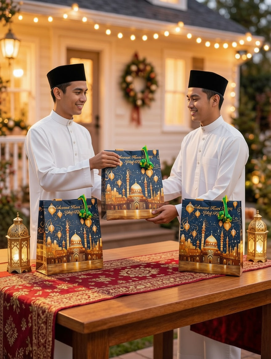 Tas Hampers Motif Warna Biru Kuning Glosy (23x28.5)