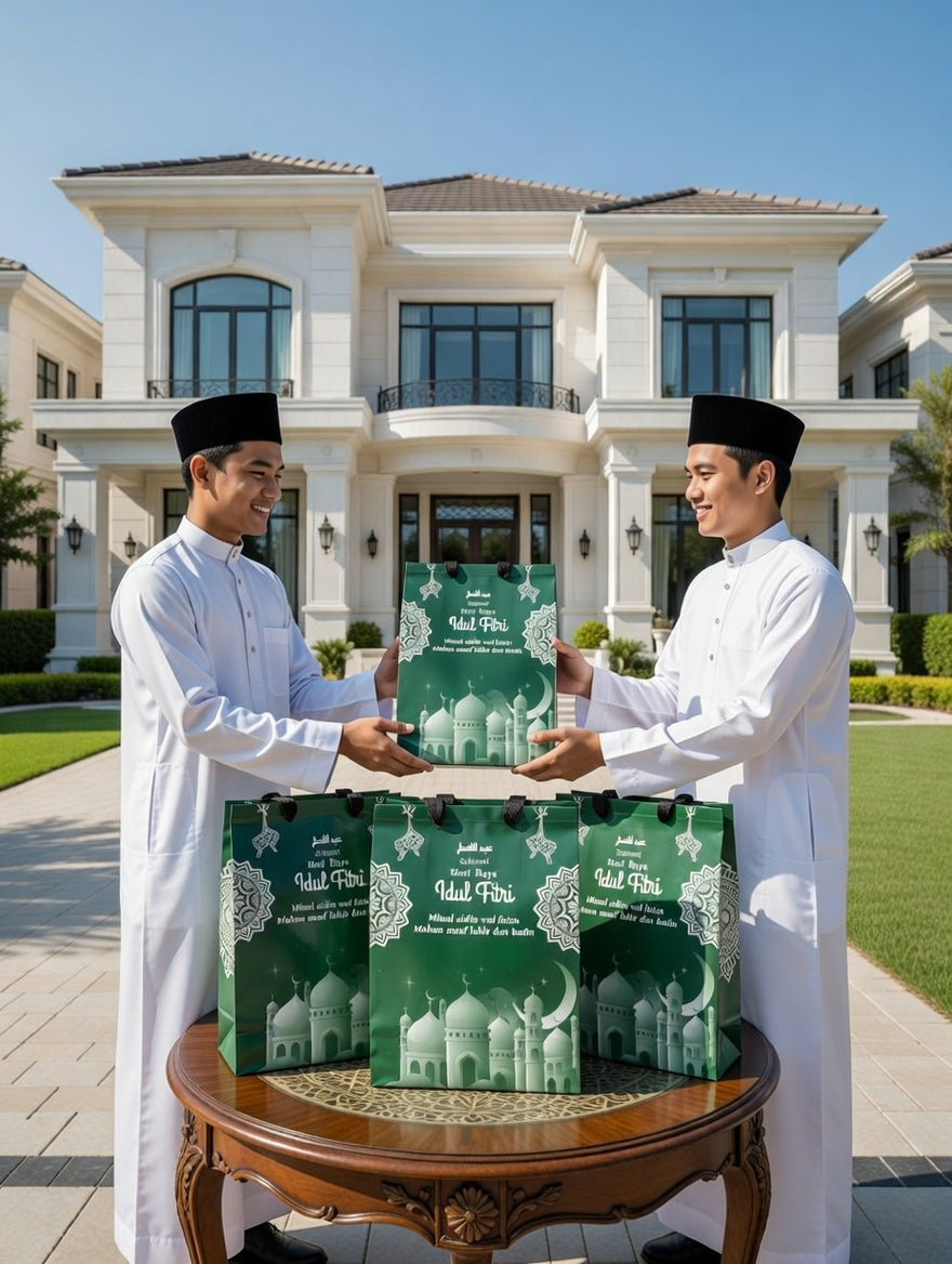 Tas Hampers Idul Fitri Kertas Hijau (26x21)