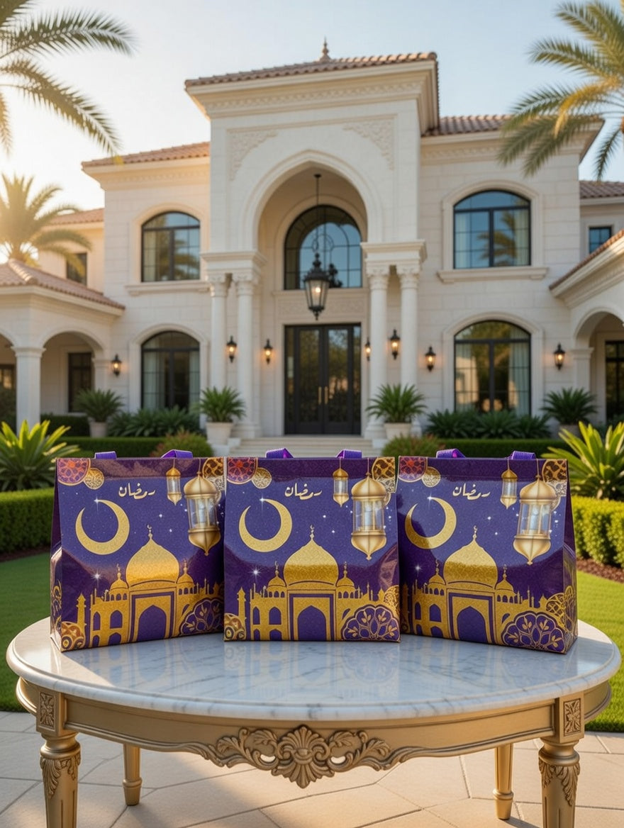 Tas Hampers Motif Warna Ungu Kuning Glosy (23x28.5)