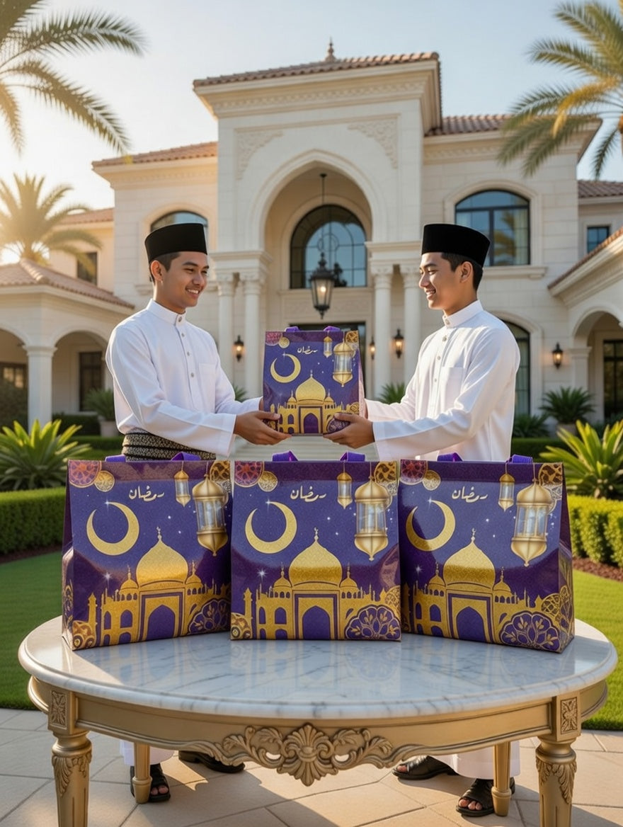 Tas Hampers Motif Warna Ungu Kuning Glosy (23x28.5)