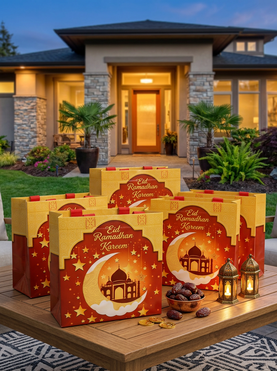 Tas Hampers Motif Warna Merah Kuning Glosy (23x28.5)