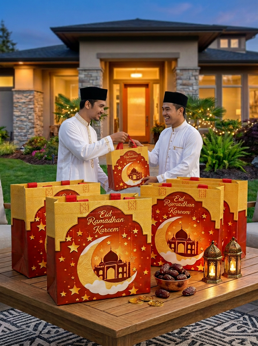 Tas Hampers Motif Warna Merah Kuning Glosy (23x28.5)