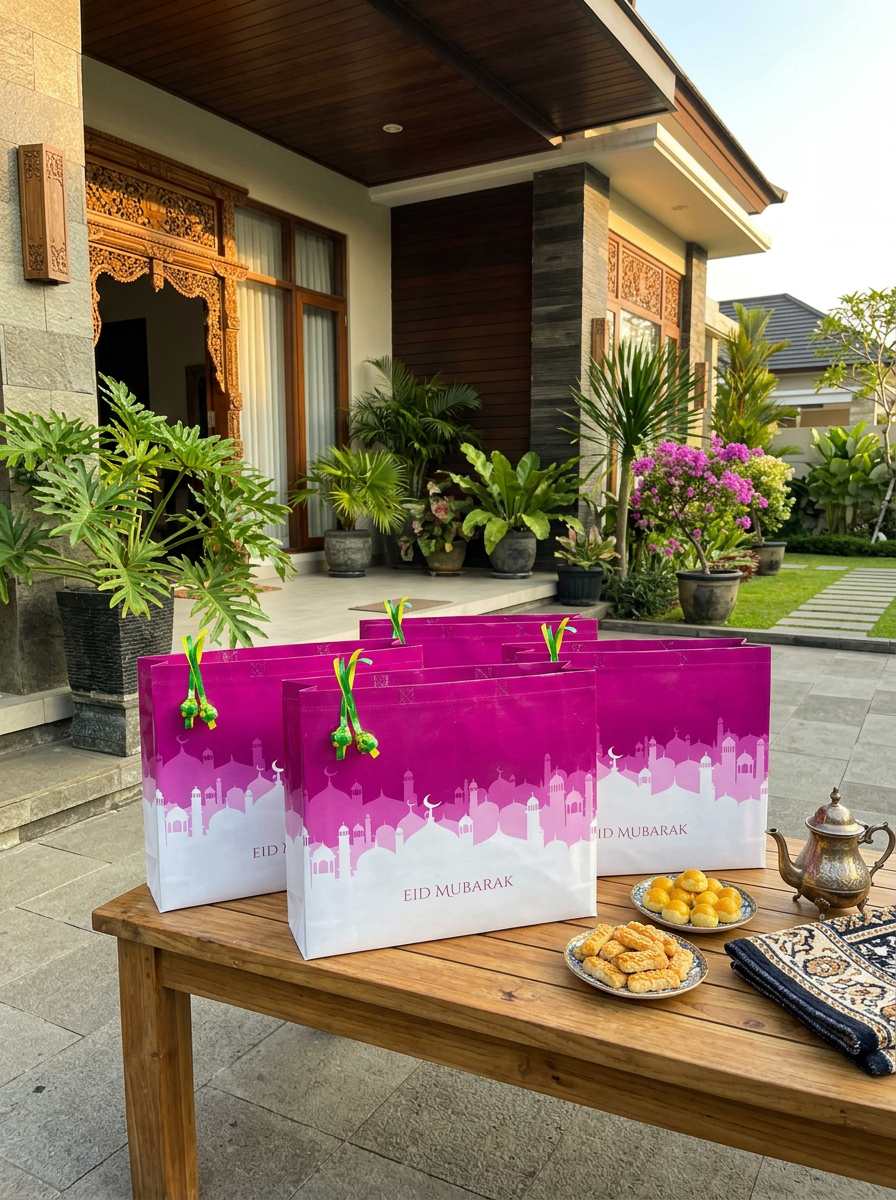 Tas Hampers Eid Mubarok Jumbo Glosy Pink (48x46.5)