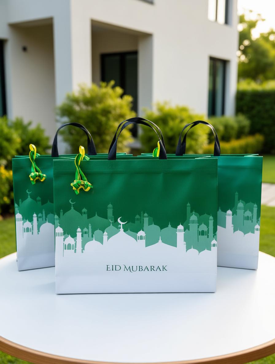 Tas Hampers Eid Mubarok Jumbo Glosy Hijau (48x46.5)