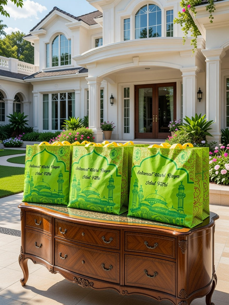 Tas Hampers Idul Fitri Kain Mesjid Hijau (30x40x8)